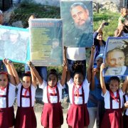 Pioneros mayabequenses mostraron al Fidel que los acompaña siempre. Fuente: Teniente coronel (R) Francy Espinosa González